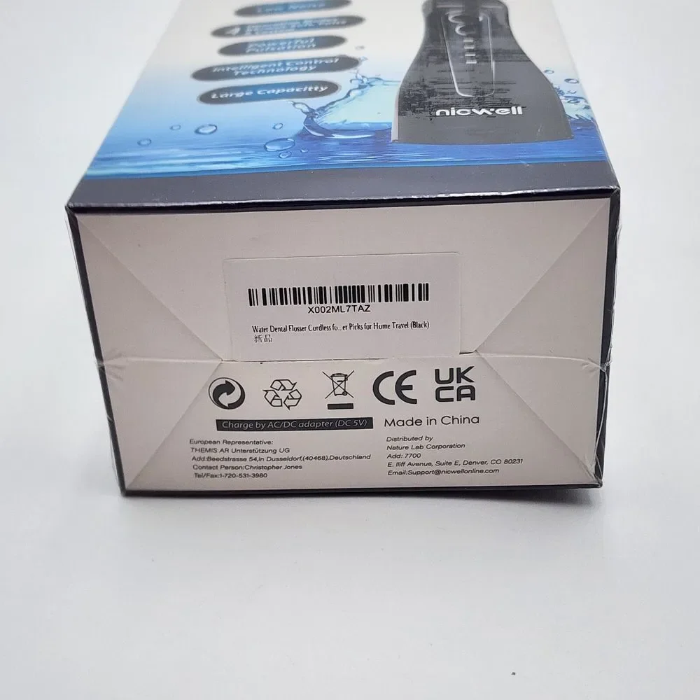 Nicwell Rechargeable Portable Smart‎ Dental Oral Irrigator F5025 Black Cordless